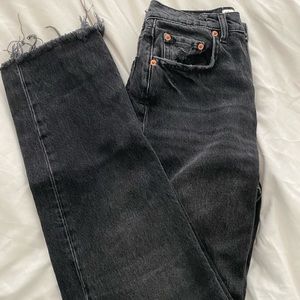 High waisted black Zara Straight Leg Jeans